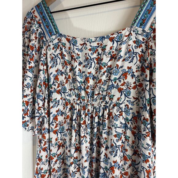 Umgee Women's Boho Floral Square Neck Midi Dress Multicolor Rayon Size S - Picture 4 of 12